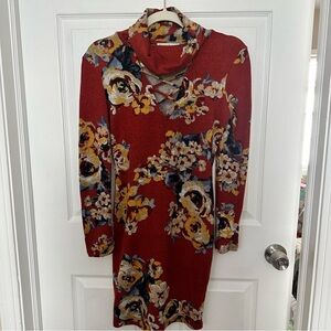 Women’s Haute Monde Fall Floral Sweater Long Sleeve Sweater Dress Sz:S Used